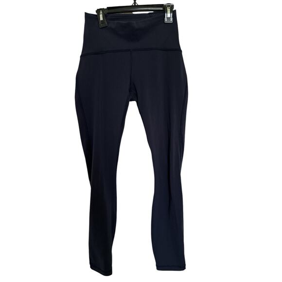 Lululemon Power Thru High Rise Tight 25" Inseam Solid Blue Pockets Size 4 - Picture 2 of 4